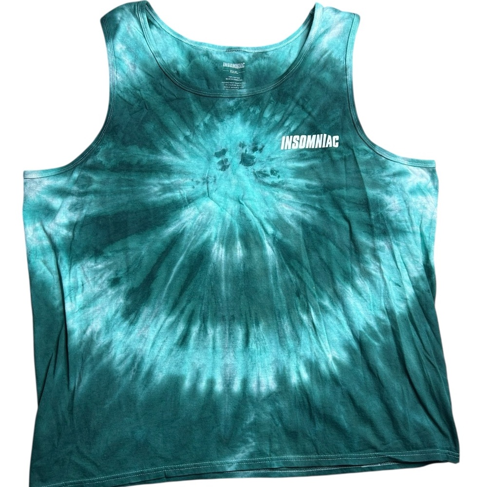 Insomniac Tie Dye Tank Top XXL Rave Festival EDM Sleeveless Shirt Green‎ Unisex